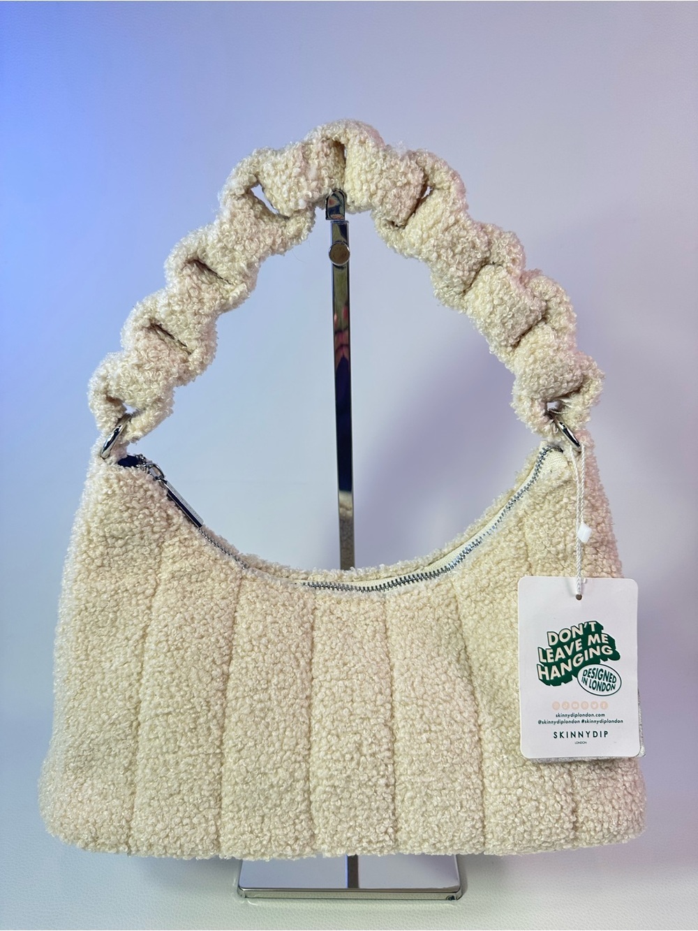 NEW Women’s Skinny Dip Emma Fluff Shoulder  Bag Cream